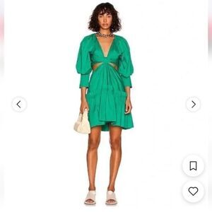 Navy Jason Wu Puff-Sleeve Cutout Dress